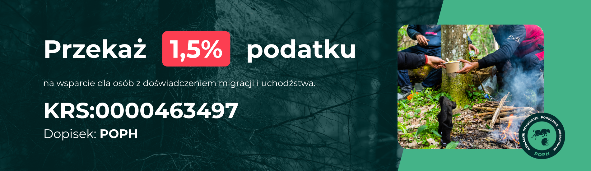 NNO wspiera Podlaskie Ochotnicze Pogotowie Humanitarne. Przekaż 1,5% podatku na wsparcie dla osób z doświadczeniem migracji i uchodźstwa.